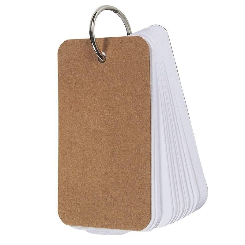 Juvale 400 Pieces 2.2"x3.5" Flash Card with Binder Ring Easy Flip Study Paper, White