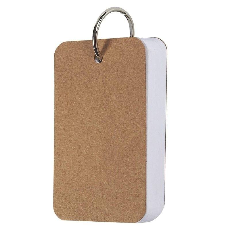 Juvale 400 Pieces 2.2"x3.5" Flash Card with Binder Ring Easy Flip Study Paper, White