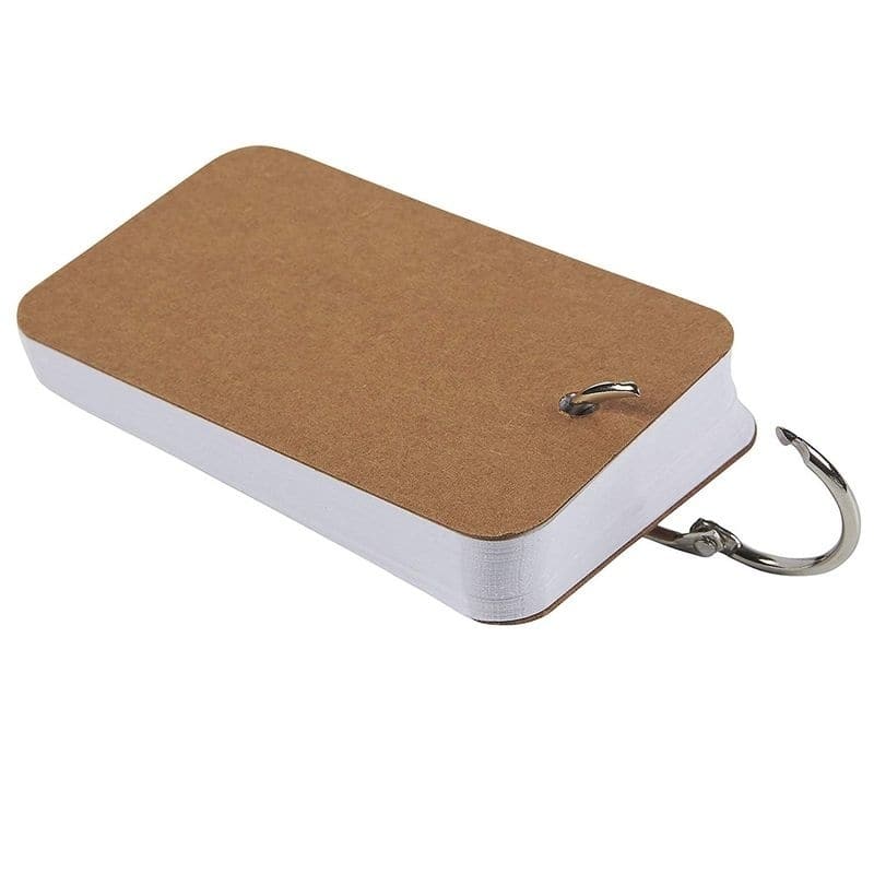 Juvale 400 Pieces 2.2"x3.5" Flash Card with Binder Ring Easy Flip Study Paper, White