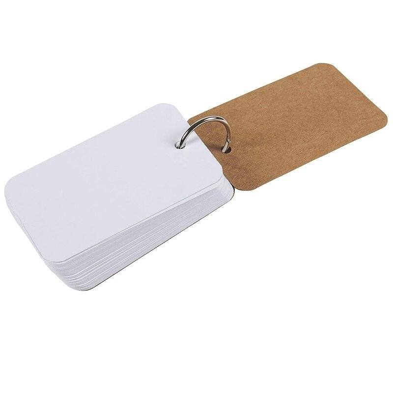 Juvale 400 Pieces 2.2"x3.5" Flash Card with Binder Ring Easy Flip Study Paper, White