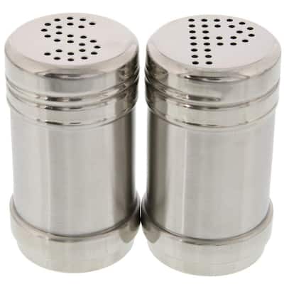 Modern Design BPA Free Salt and Pepper Shakers Stainless Steel Glass Set, 3.5oz