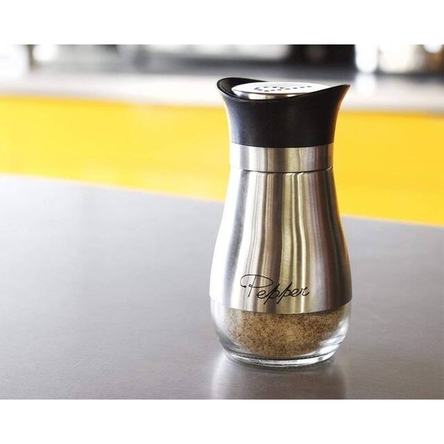 Elegant Design BPA Free Salt and Pepper Shakers Stainless Steel Glass Set, 4oz