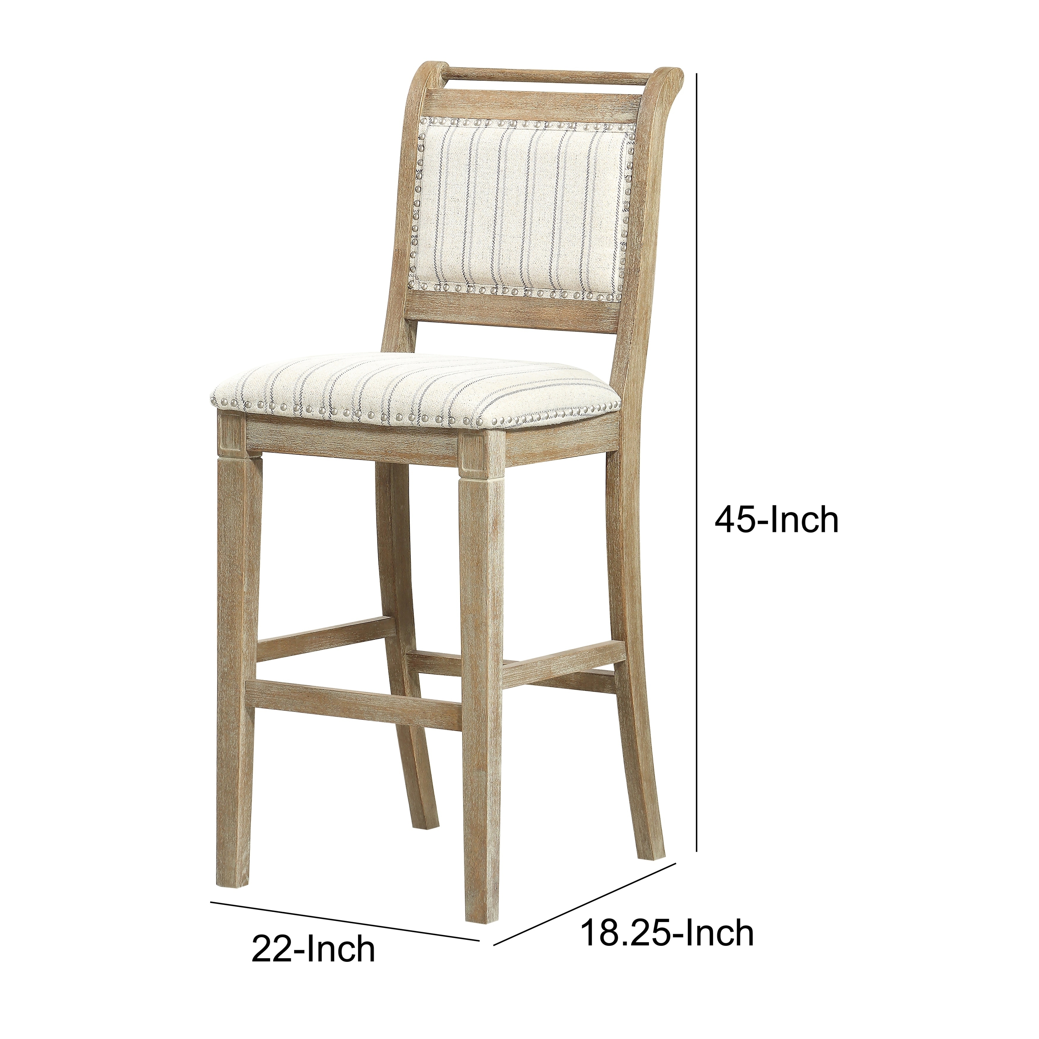 Farmhouse Style Wooden Bar Stool With Footrest