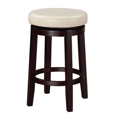 Fabric Upholstered Counter Stool with Slanted Legs, Brown and White ...
