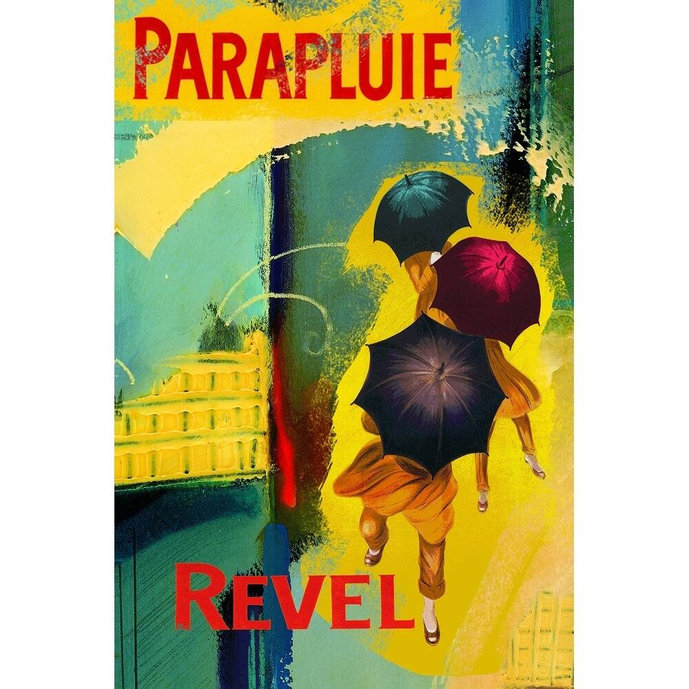 CANVAS Abstract Parapluie Revel Travel by ISI Art Vintage Advertisement