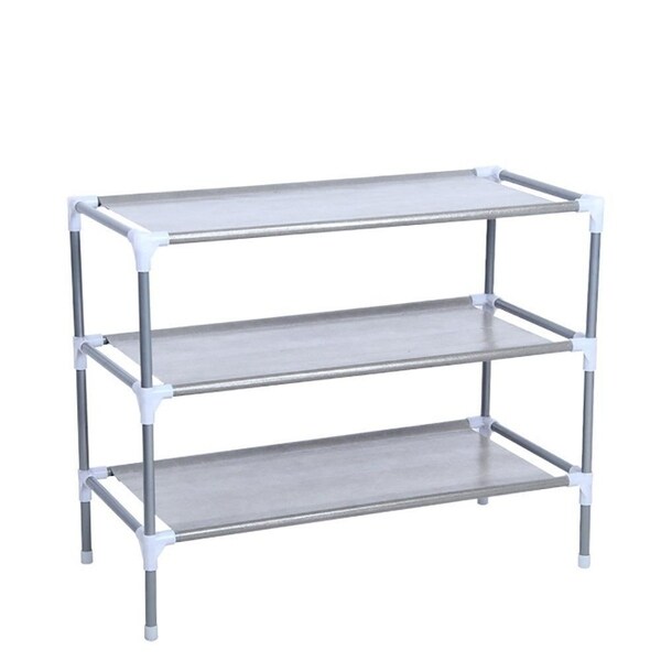 3 Tiers Non-woven Fabric Shoe Rack Gray Storage Organizer