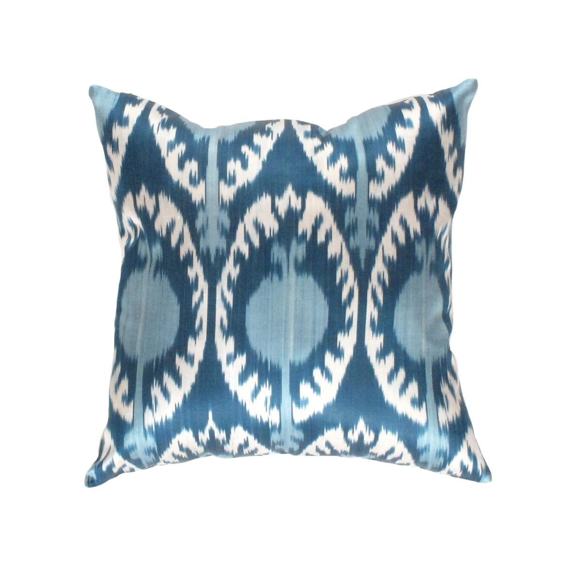 Shop Ti 73 Blue Color Turkish Silk Ikat Pillow Free Shipping
