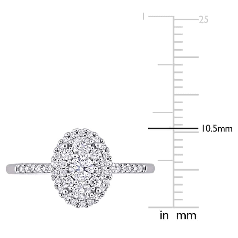 Miadora 1/2ct TDW Diamond Oval Composite Engagement Ring 10k White Gold