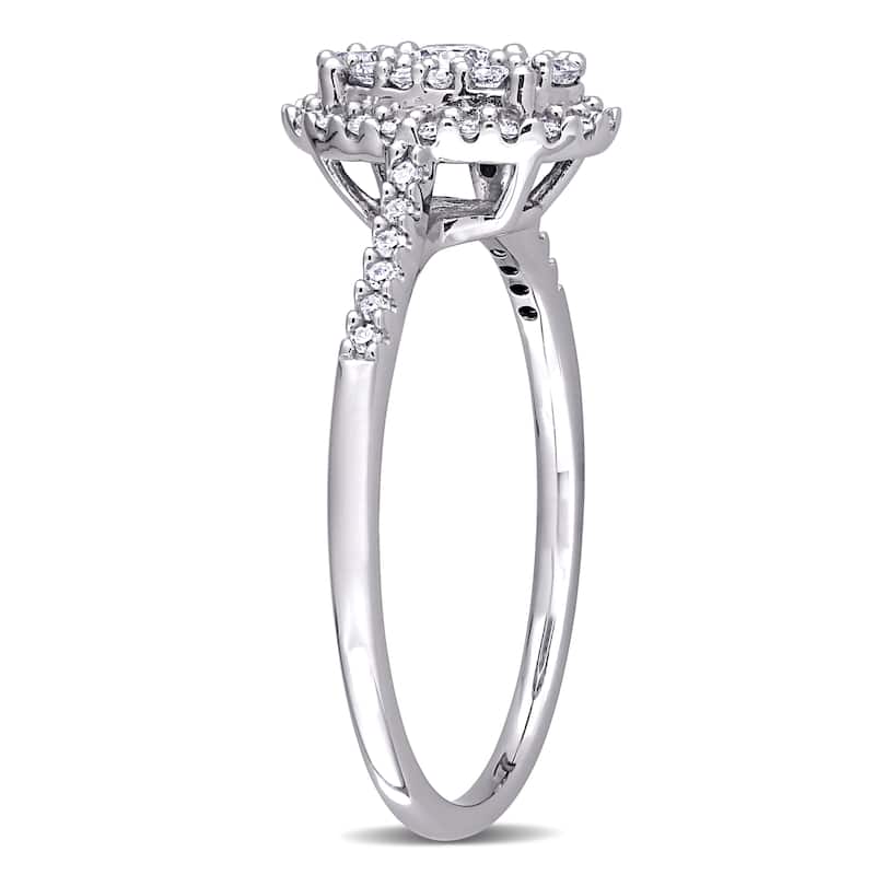 Miadora 1/2ct TDW Diamond Oval Composite Engagement Ring 10k White Gold