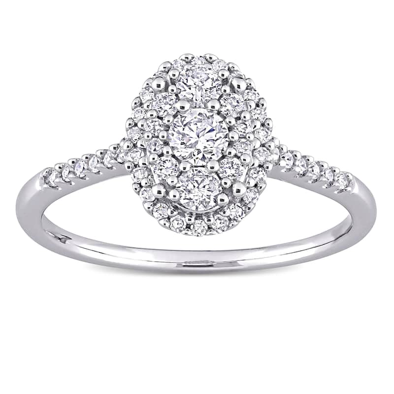 Miadora 1/2ct TDW Diamond Oval Composite Engagement Ring 10k White Gold