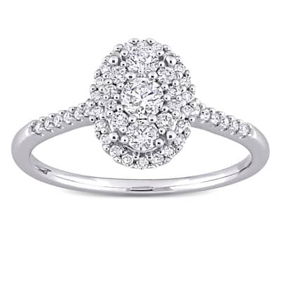 Miadora 1/2ct TDW Diamond Oval Composite Engagement Ring 10k White Gold