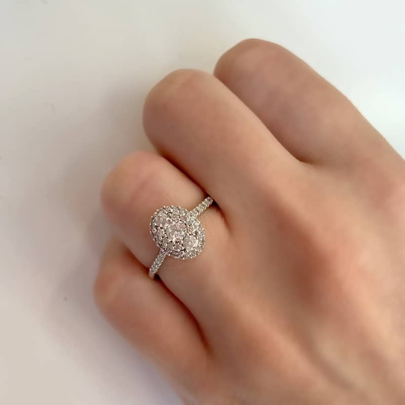 Miadora 1/2ct TDW Diamond Oval Composite Engagement Ring 10k White Gold