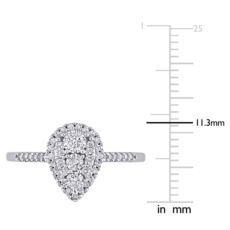 Miadora 10k White Gold 1/2ct TDW Diamond Composite Teardrop Halo Engagement Ring