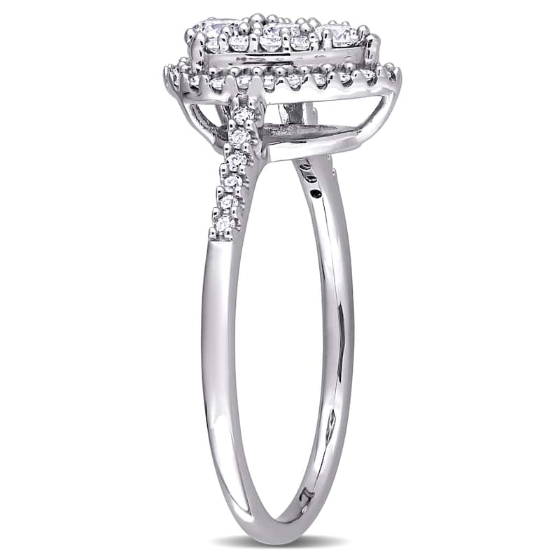 Miadora 10k White Gold 1/2ct TDW Diamond Composite Teardrop Halo Engagement Ring