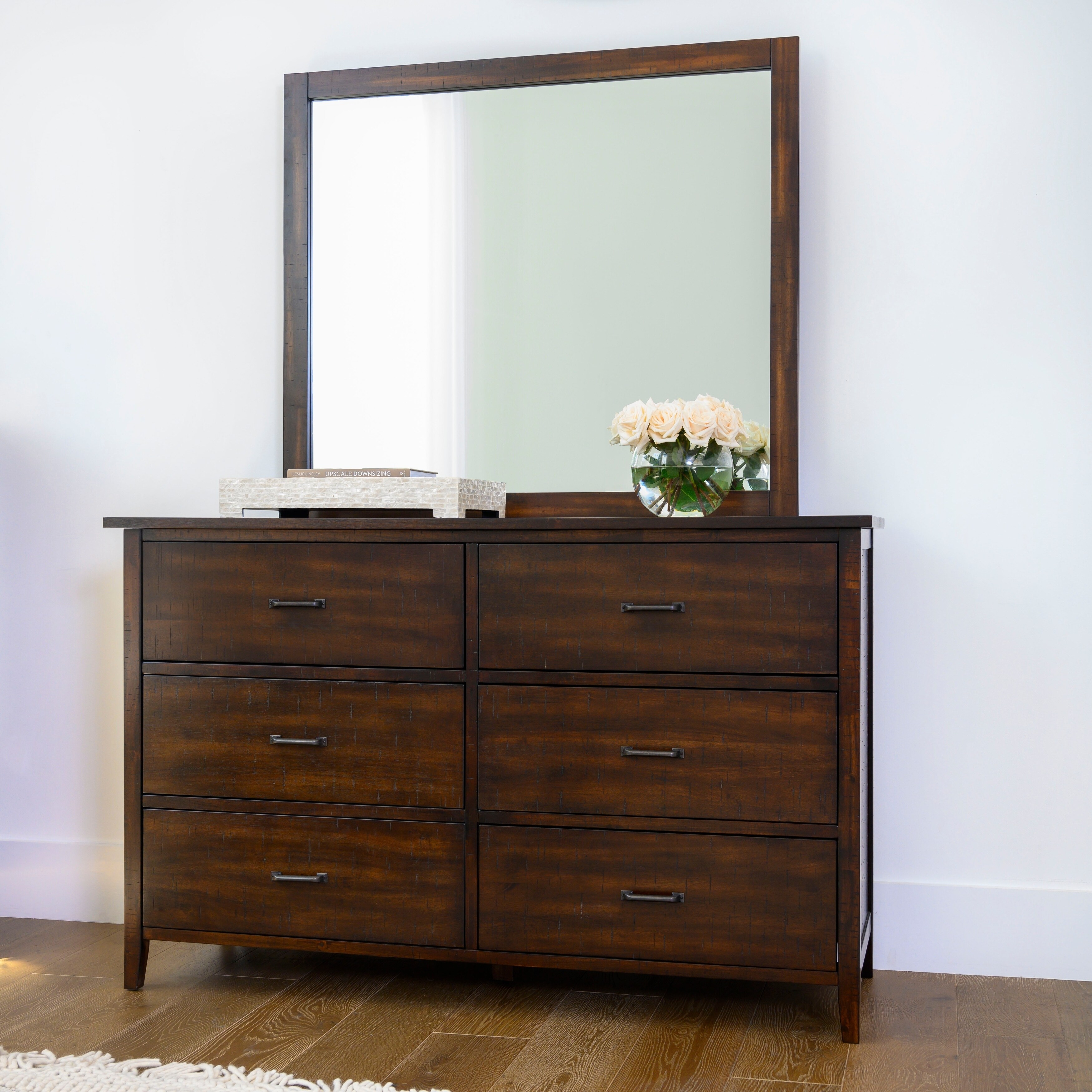 Shop Abbyson Larson Distressed Wood 6 Drawer Dresser And Or Mirror