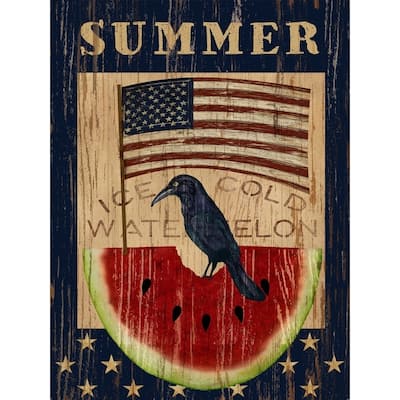 CANVAS Americana Summer Watermelon and Flag By Beth Albert