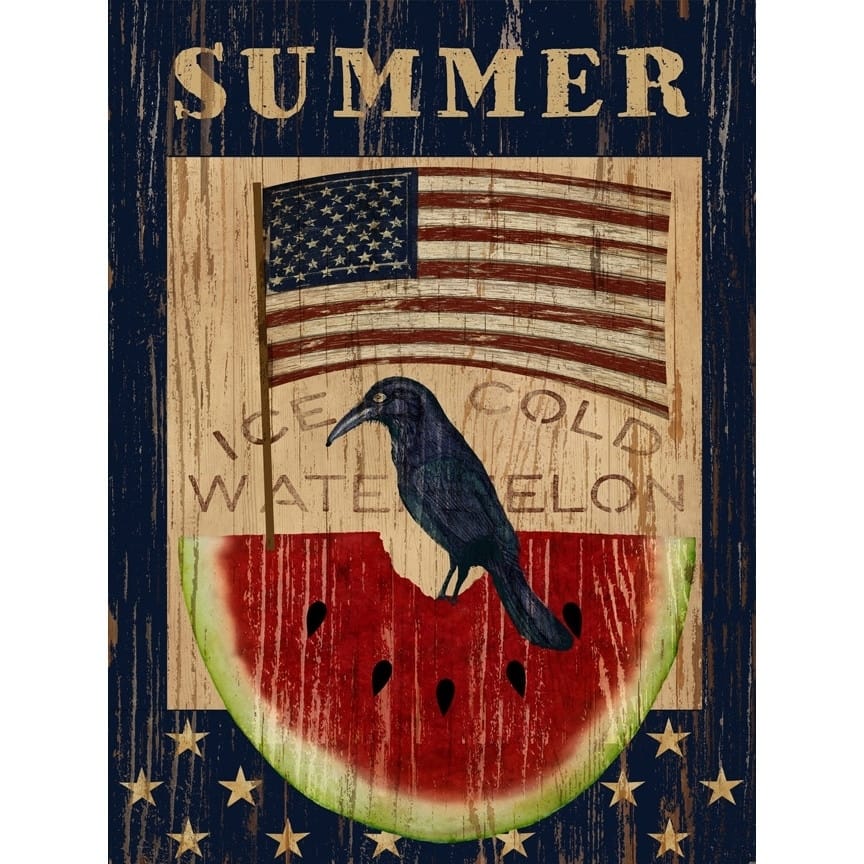 CANVAS Americana Summer Watermelon and Flag By Beth Albert
