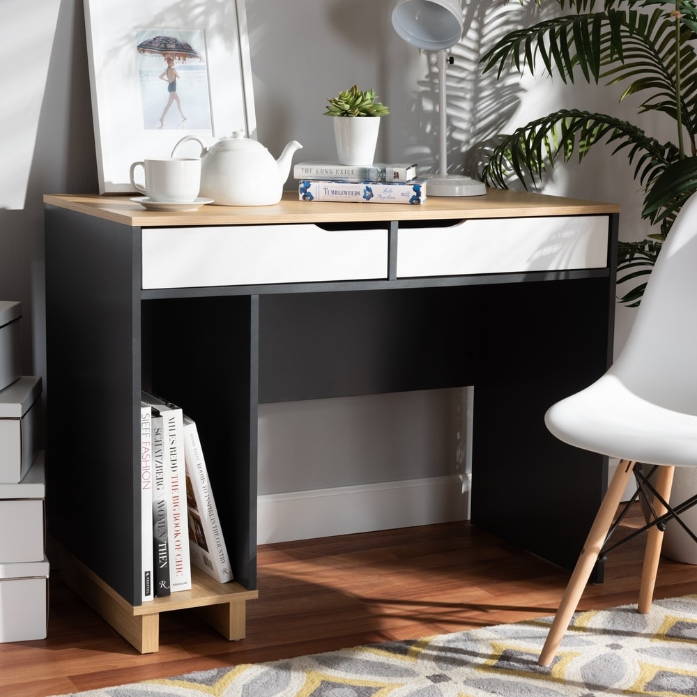 Baxton Studio Ezra Storage Computer Desk with Shelves