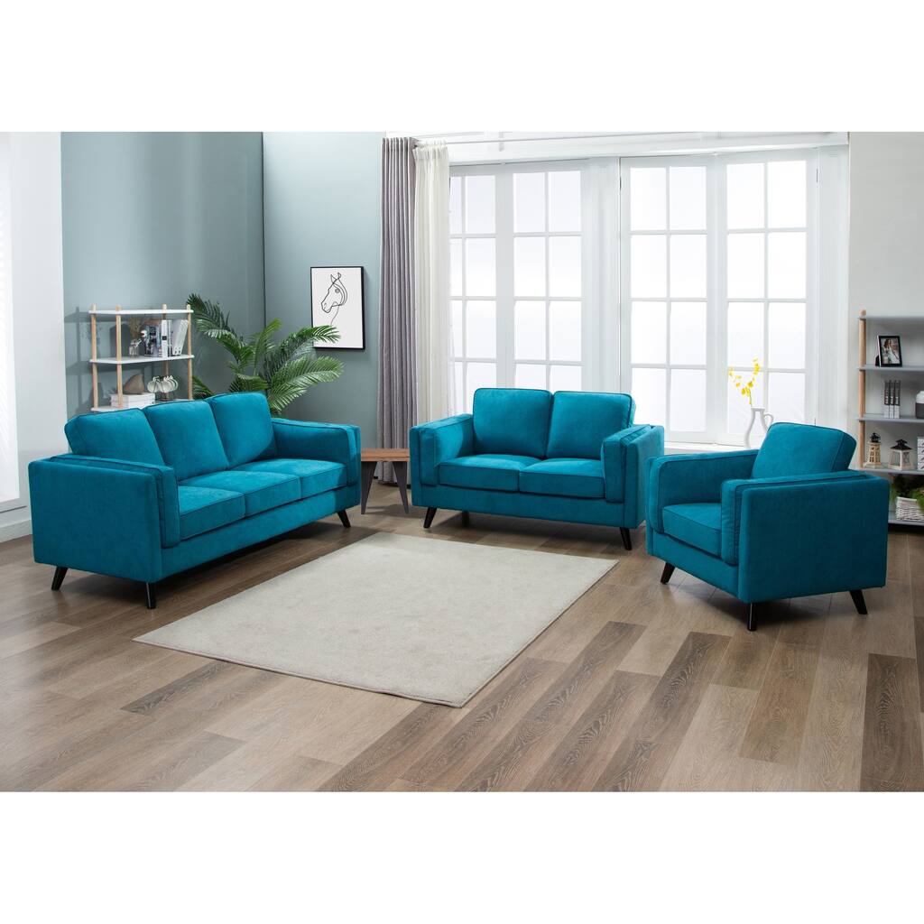 Chelsea Mid-Century Modern Microfiber Sofa, Blue - 8' x 10'