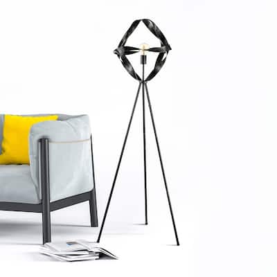 Carbon Loft Smead Aged Silver Metal Twisted Ribbon Floor Lamp