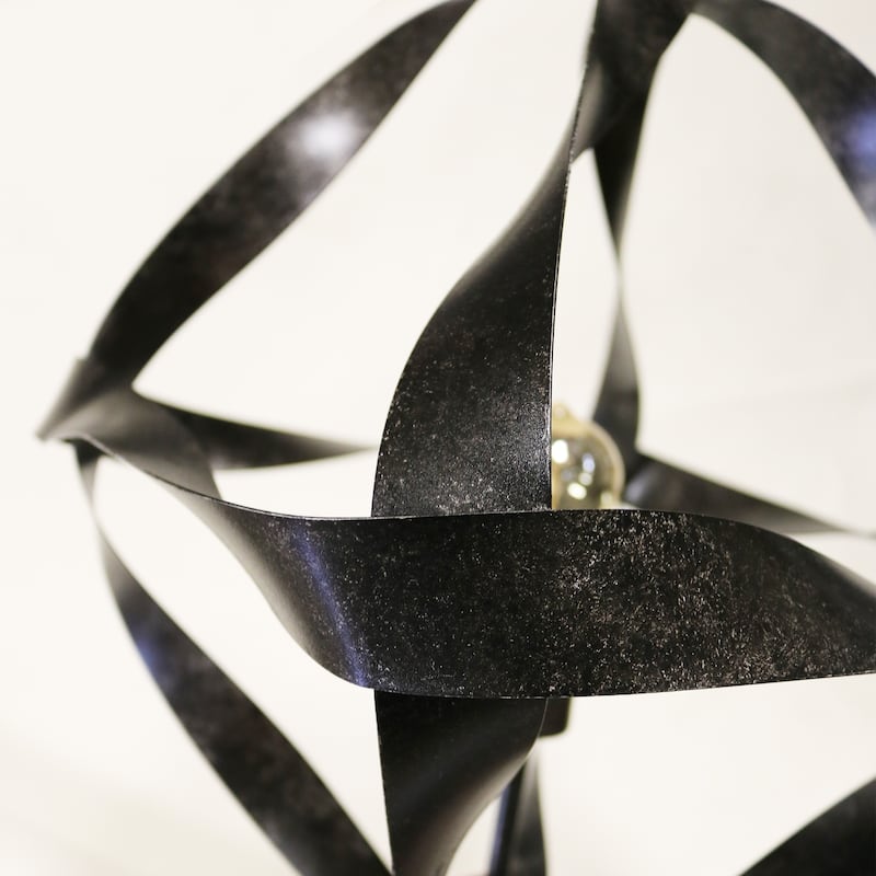 Carbon Loft Smead Aged Silver Metal Twisted Ribbon Floor Lamp