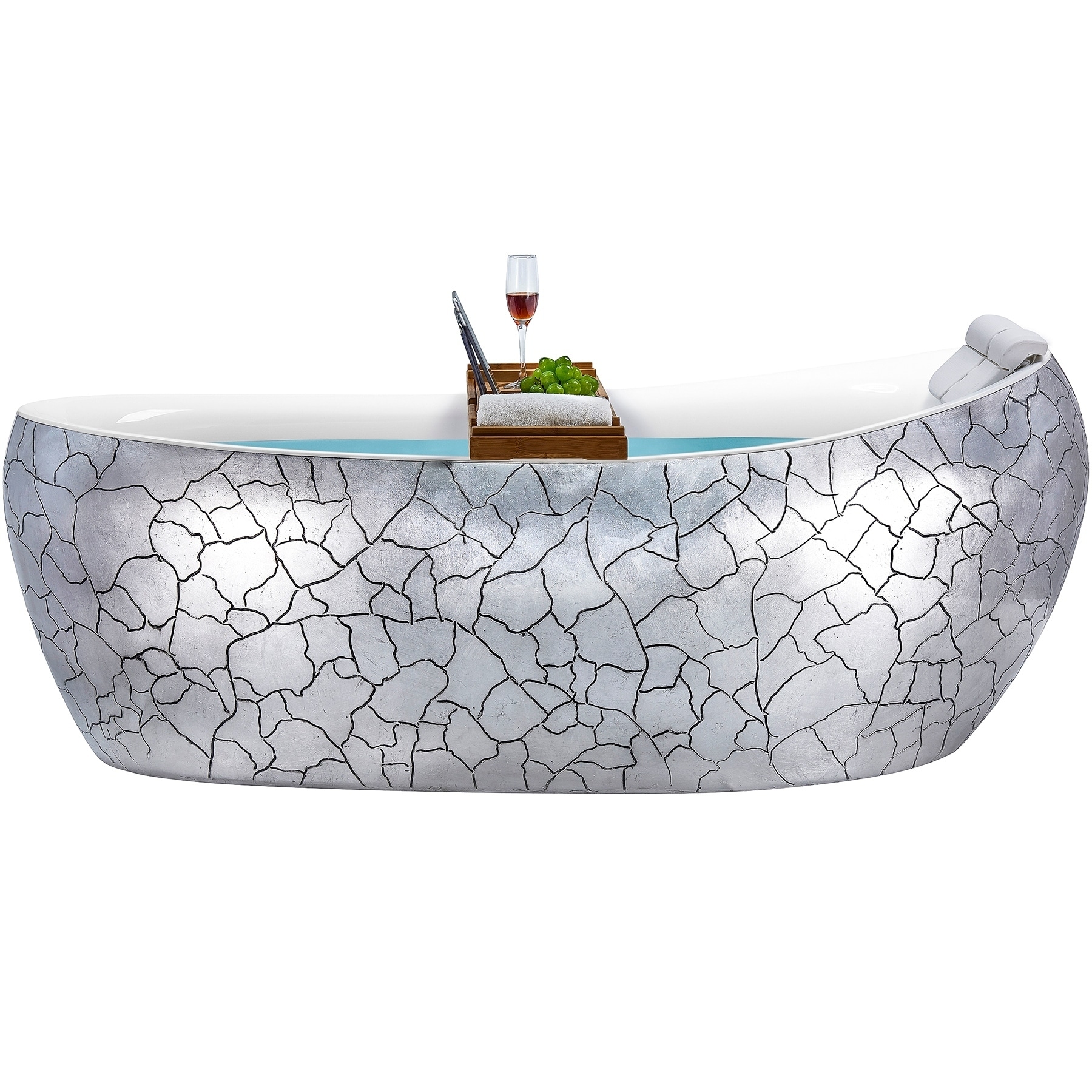 Shop Freestanding Bathtub 69 Inch Cement Grey Acrylic Bathtub Stand Alone Tub Luxurious Spa Soaking Overstock 29109189