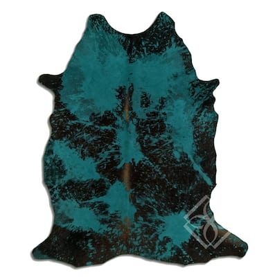 Cowhide Area Rugs ACID WASHED HAIR ON COWHI DISTRESSED EMERALD GREEN 2 - 3 M GRADE A size ( 22 - 32 sqft ) - Big