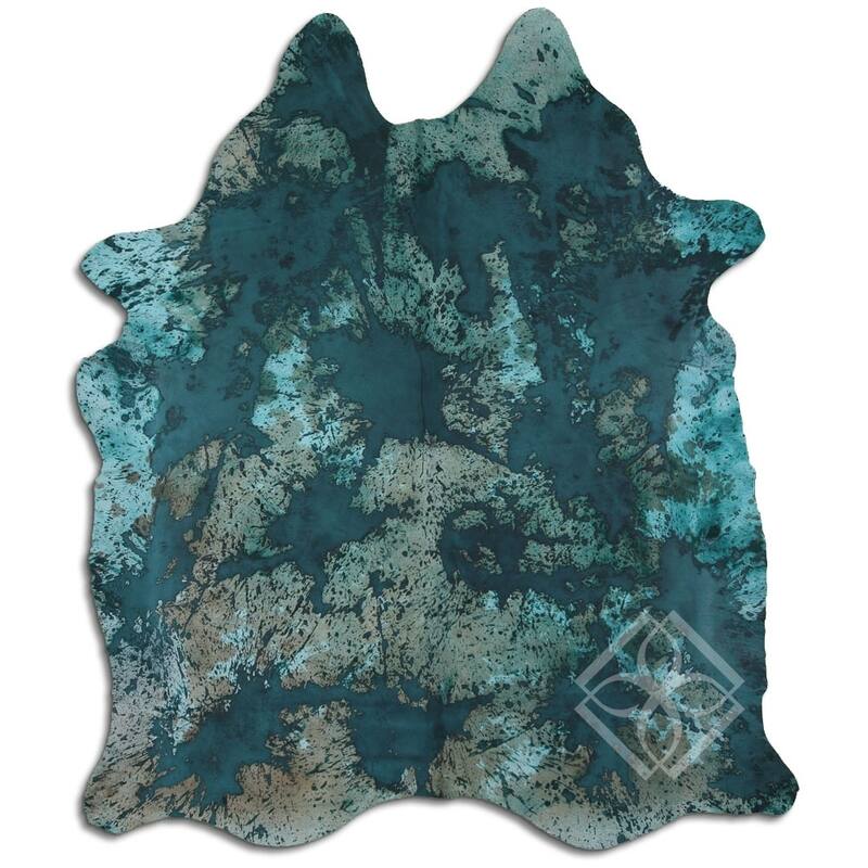Cowhide Area Rugs ACID WASHED HAIR ON COWHI DISTRESSED EMERALD GREEN 3