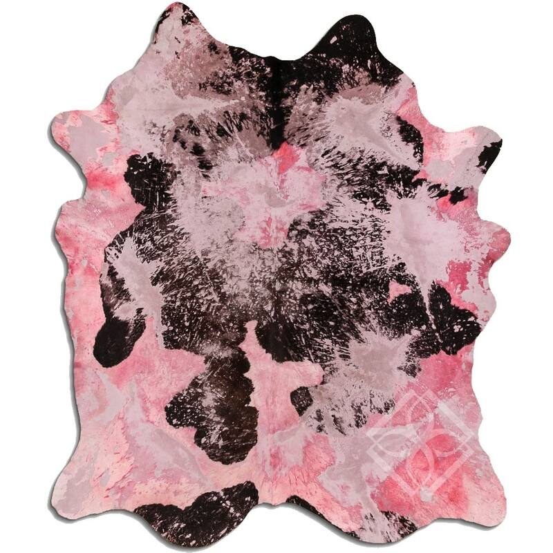Cowhide Area Rugs ACID WASHED HAIR ON COWHI DISTRESSED PINK 3 5 M