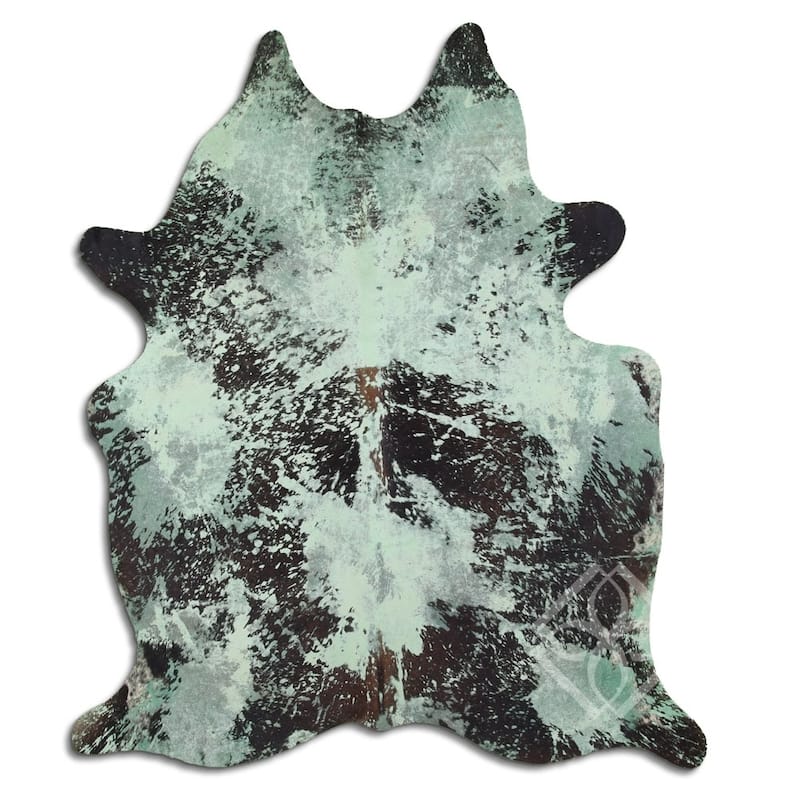 Cowhide Area Rugs ACID WASHED HAIR ON COWHI DISTRESSED LIME GREEN 3 - 5 ...