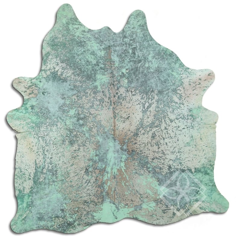 Cowhide Area Rugs ACID WASHED HAIR ON COWHI DISTRESSED LIME GREEN 2 3