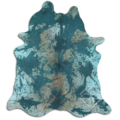 Cowhide Area Rugs ACID WASHED HAIR ON COWHI DISTRESSED EMERALD GREEN 3 ...