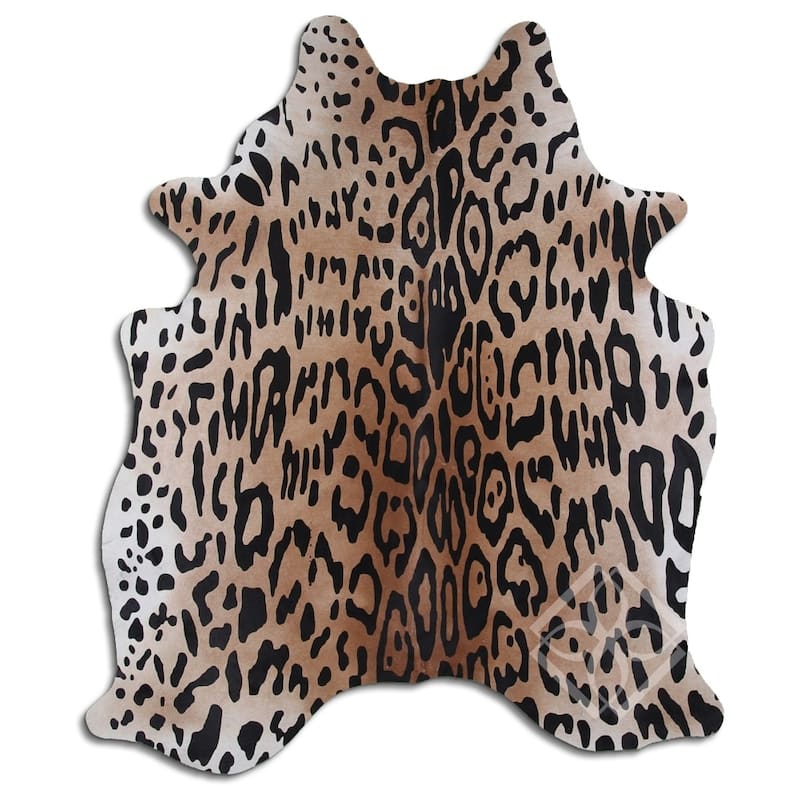 Cowhide Area Rugs PRINTED HAIR ON COWHIDE AMAZON JAGUAR ON BEIGE 2 3