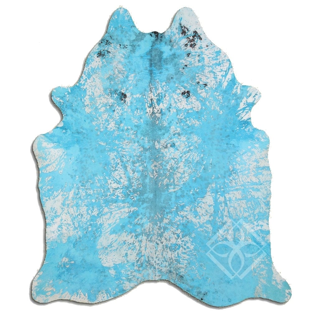 Shop Cowhide Area Rugs Acid Washed Hair On Cowhi Distressed Acqua
