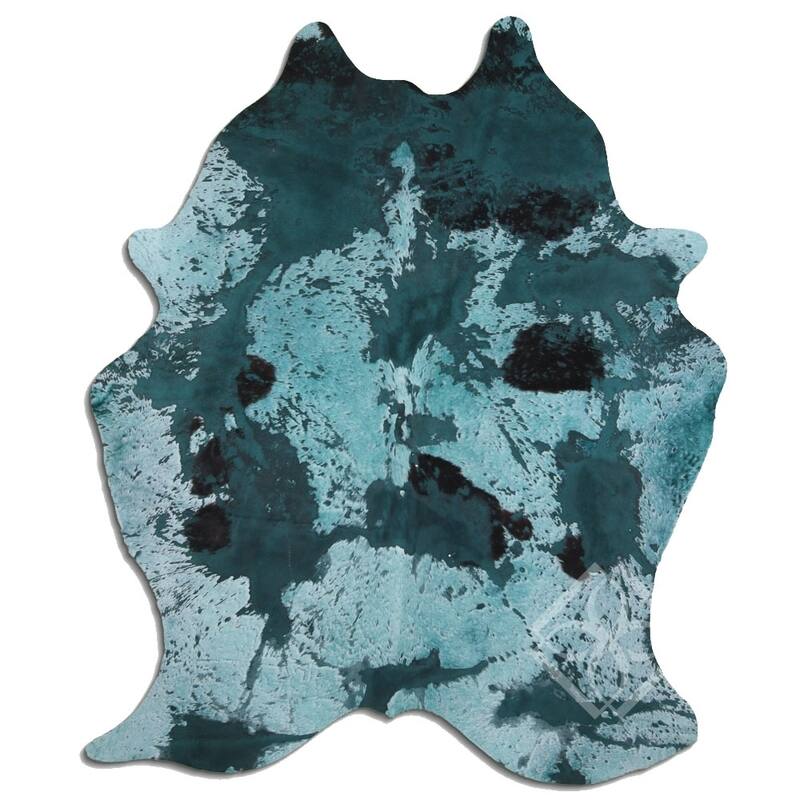 Cowhide Area Rugs ACID WASHED HAIR ON COWHI DISTRESSED EMERALD GREEN 3