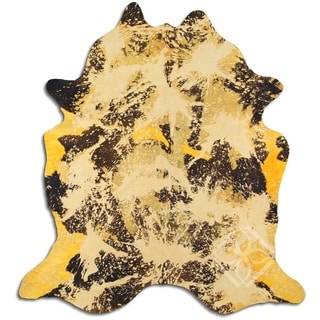 Cowhide Area Rugs ACID WASHED HAIR ON COWHI DISTRESSED YELLOW 3 - 5 M ...