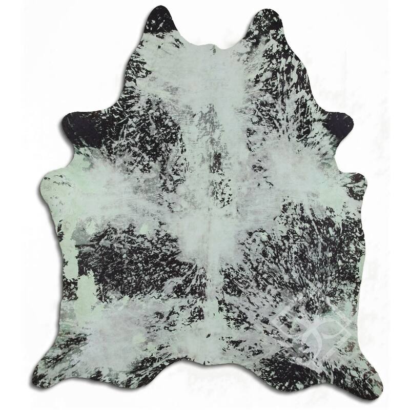 Cowhide Area Rugs ACID WASHED HAIR ON COWHI DISTRESSED LIME GREEN 3 5