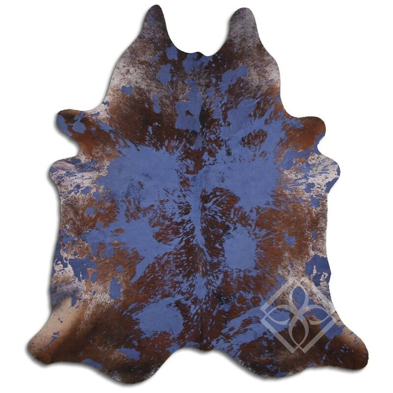 Cowhide Area Rugs ACID WASHED HAIR ON COWHI DISTRESSED NAVY BLUE 3 5