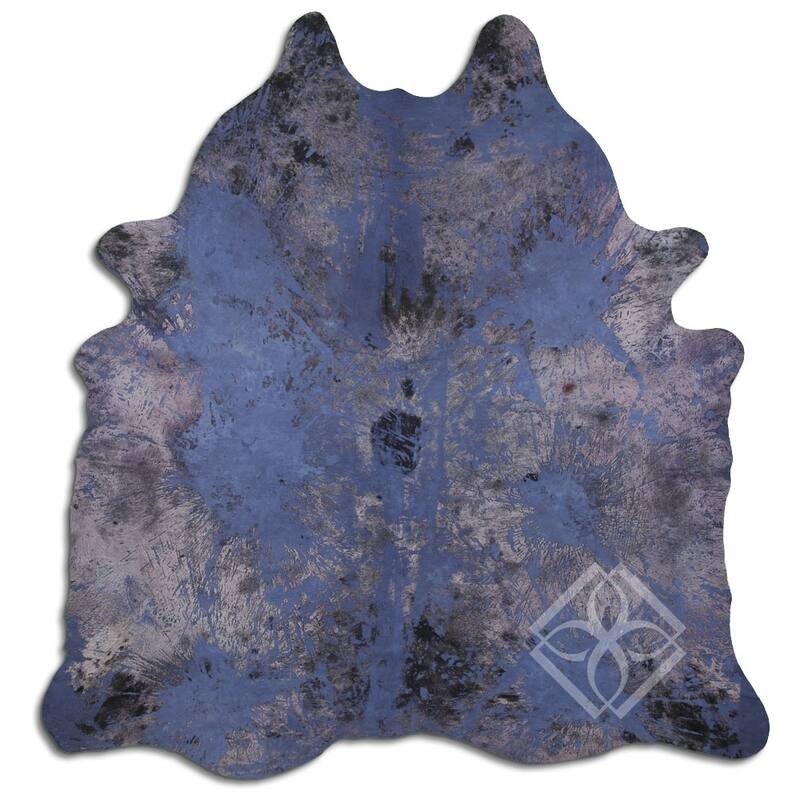 Cowhide Area Rugs ACID WASHED HAIR ON COWHI DISTRESSED NAVY BLUE 3 5