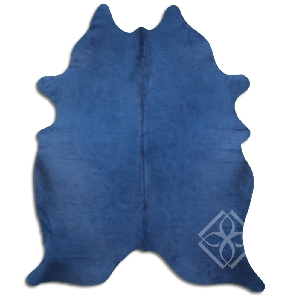 Shop Cowhide Area Rugs Dyed Hair On Cowhide Dyed Navy Blue 3 5 M
