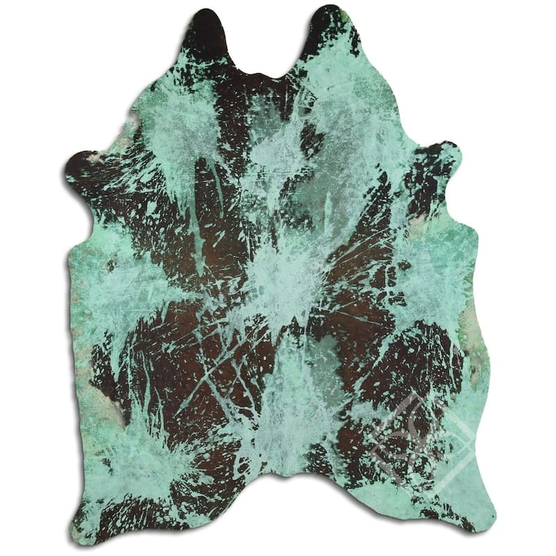 Cowhide Area Rugs ACID WASHED HAIR ON COWHI DISTRESSED LIME GREEN 3 - 5 ...