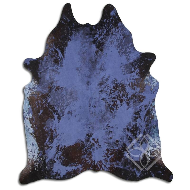 Cowhide Area Rugs ACID WASHED HAIR ON COWHI DISTRESSED NAVY BLUE 3 5