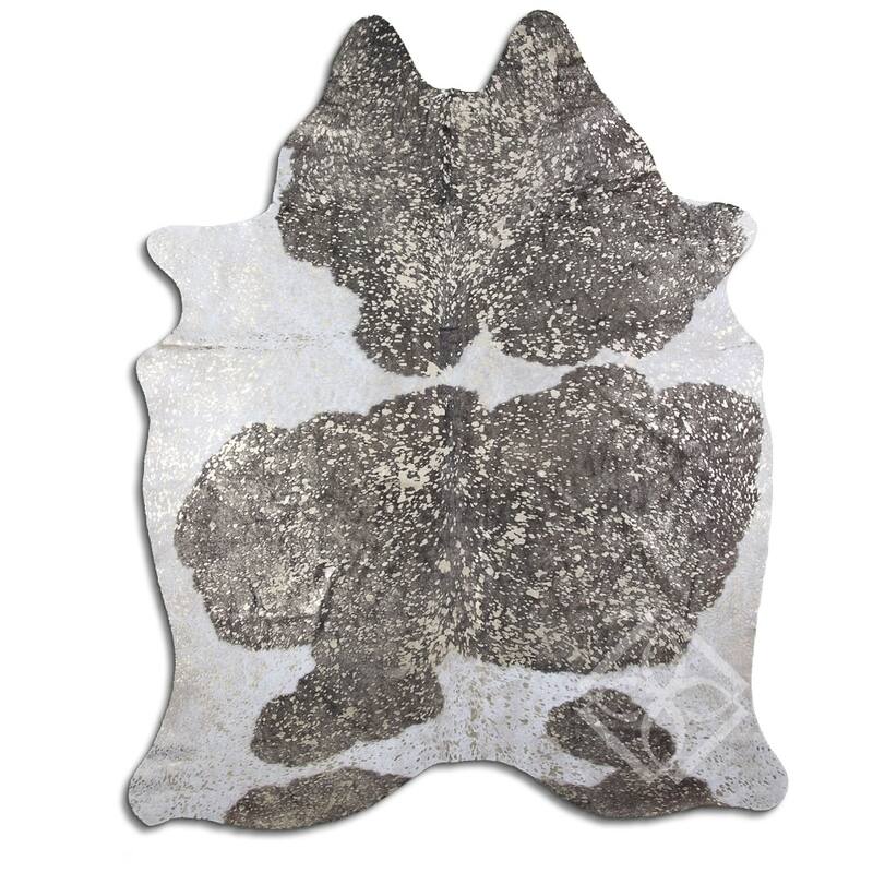 Cowhide Area Rugs ACID WASHED HAIR ON COWHI GOLD METALLIC ON BROWN AND