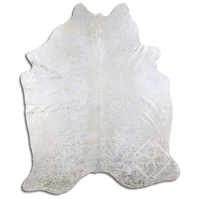 Cowhide Area Rugs ACID WASHED HAIR ON COWHI GOLD METALLIC ON WHITE 2 - 3 M GRADE B size ( 22 - 32 sqft ) - Big