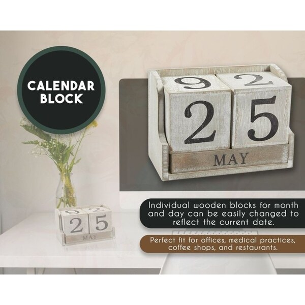 Details about   Vintage Wooden Calendar Desktop Wood Block Month Date Display Home Office YZ 