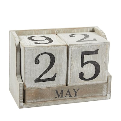 Wooden Calendar Block Wood Desk Calendar Home Office Decor, 5.3" x 3.7" x 2.6" - 5.3" x 3.7" x 2.6"