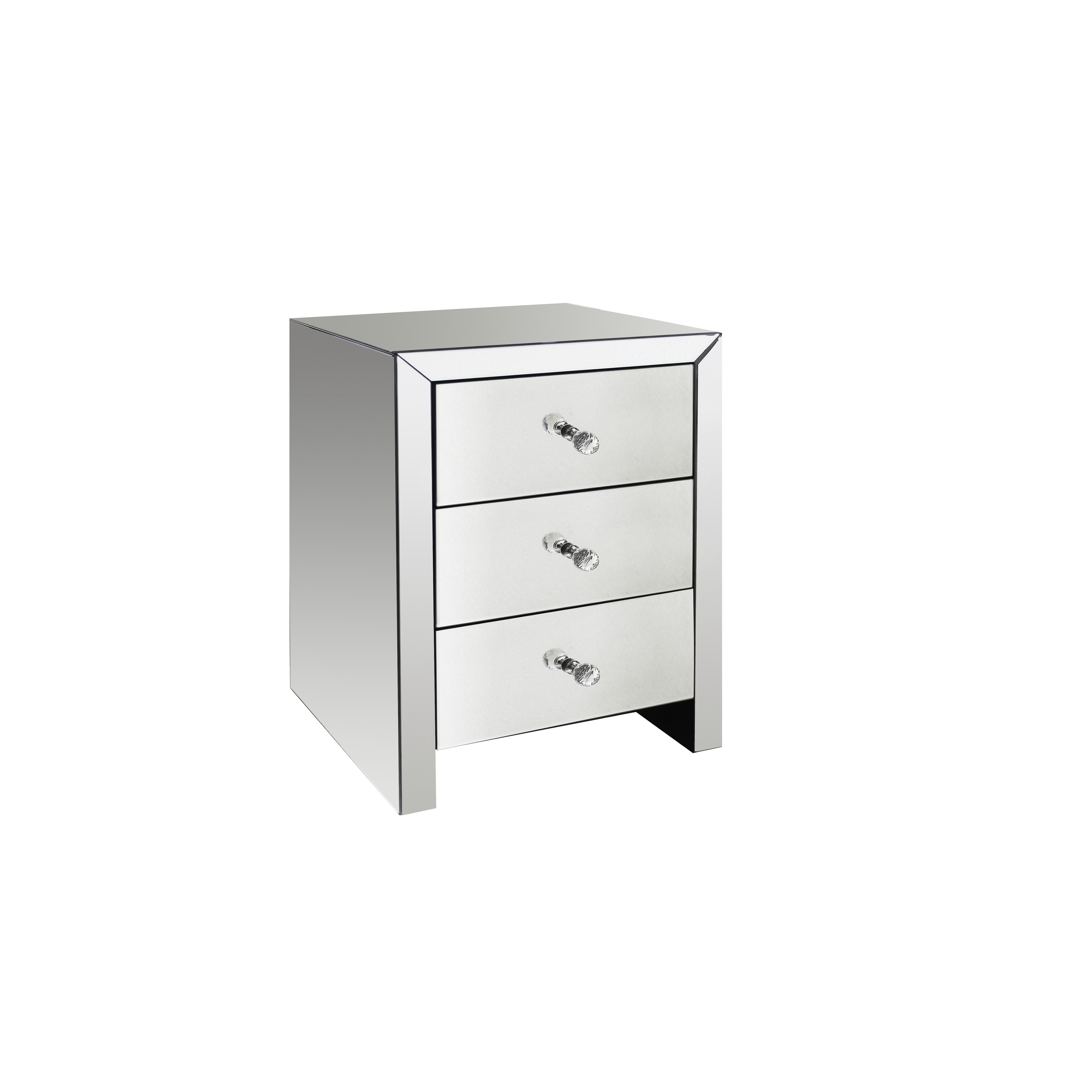 Shop Masor Contemporary Mirrored 3 Drawer Nightstand Set Of 2 Overstock 29115255