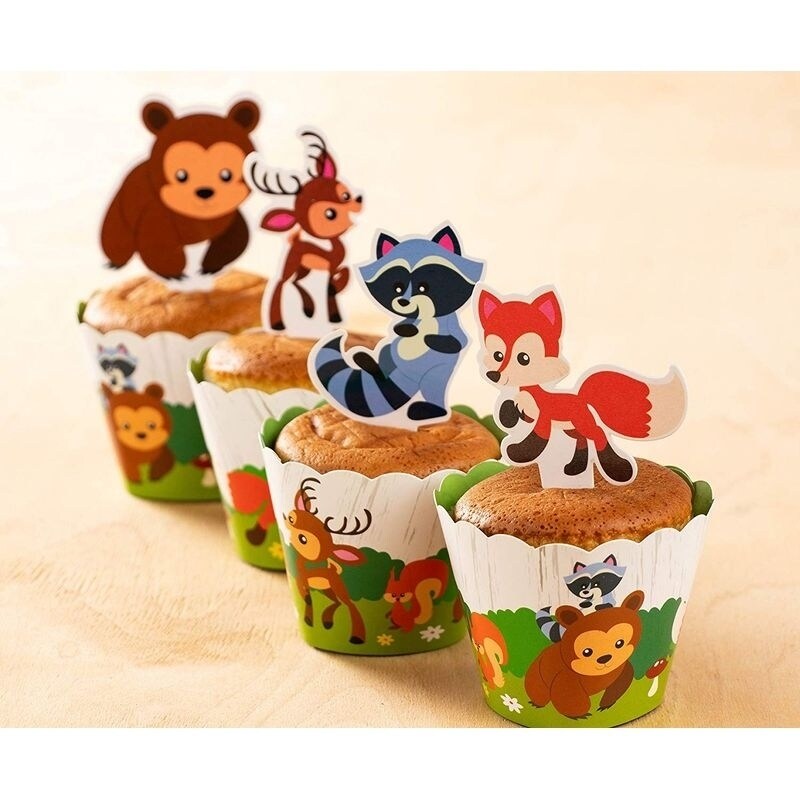 12 X 2/"//5cm Safari Animales Cupcake Toppers Elección De Papel De Oblea Glaseado o
