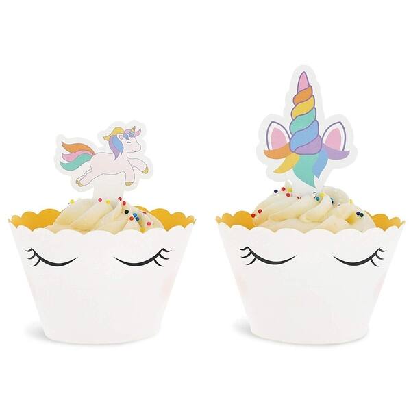 Shop Juvale 100 Pack Rainbow Unicorn Cupcake Toppers And Wrappers