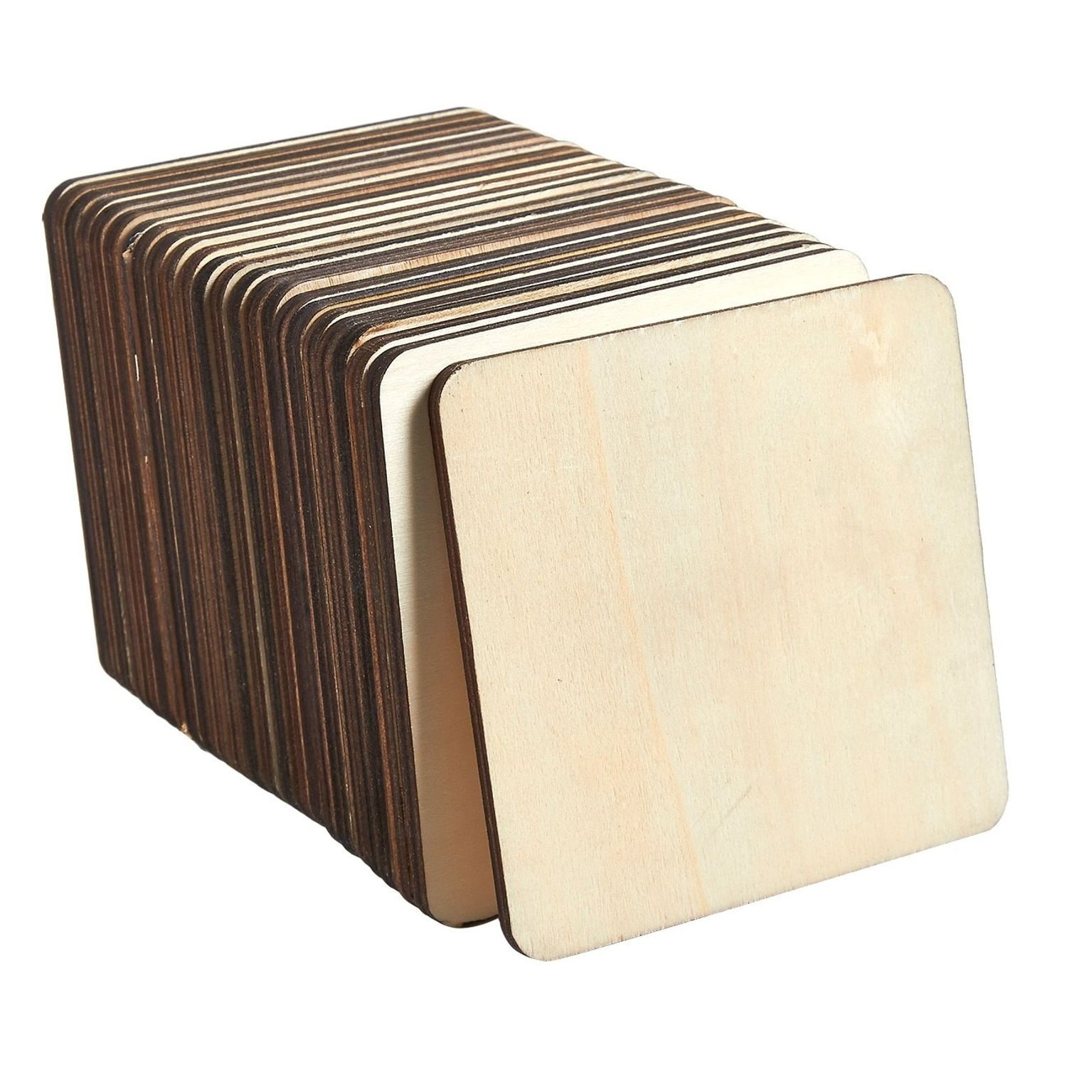 Pack Square Unfinished Wooden Coasters 
